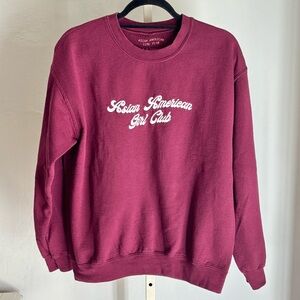 Asian American Girl Club Embroidered Logo Pullover Crew Sweatshirt, Burgundy M